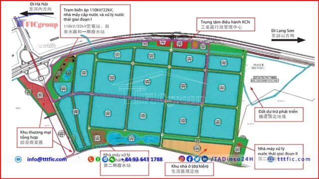 Master plan map of Van Trung Industrial Park – Bac Giang – TTTFIC Group